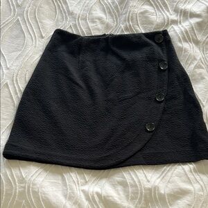 Anthropologie Maeve Soft Wrap Mini  Black Button-Detail Skirt XS